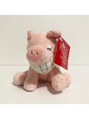 Russ Grinnies Pig Plush Bean Bag Stuffed Animal Pink Farm Barn Smile Toy 5”